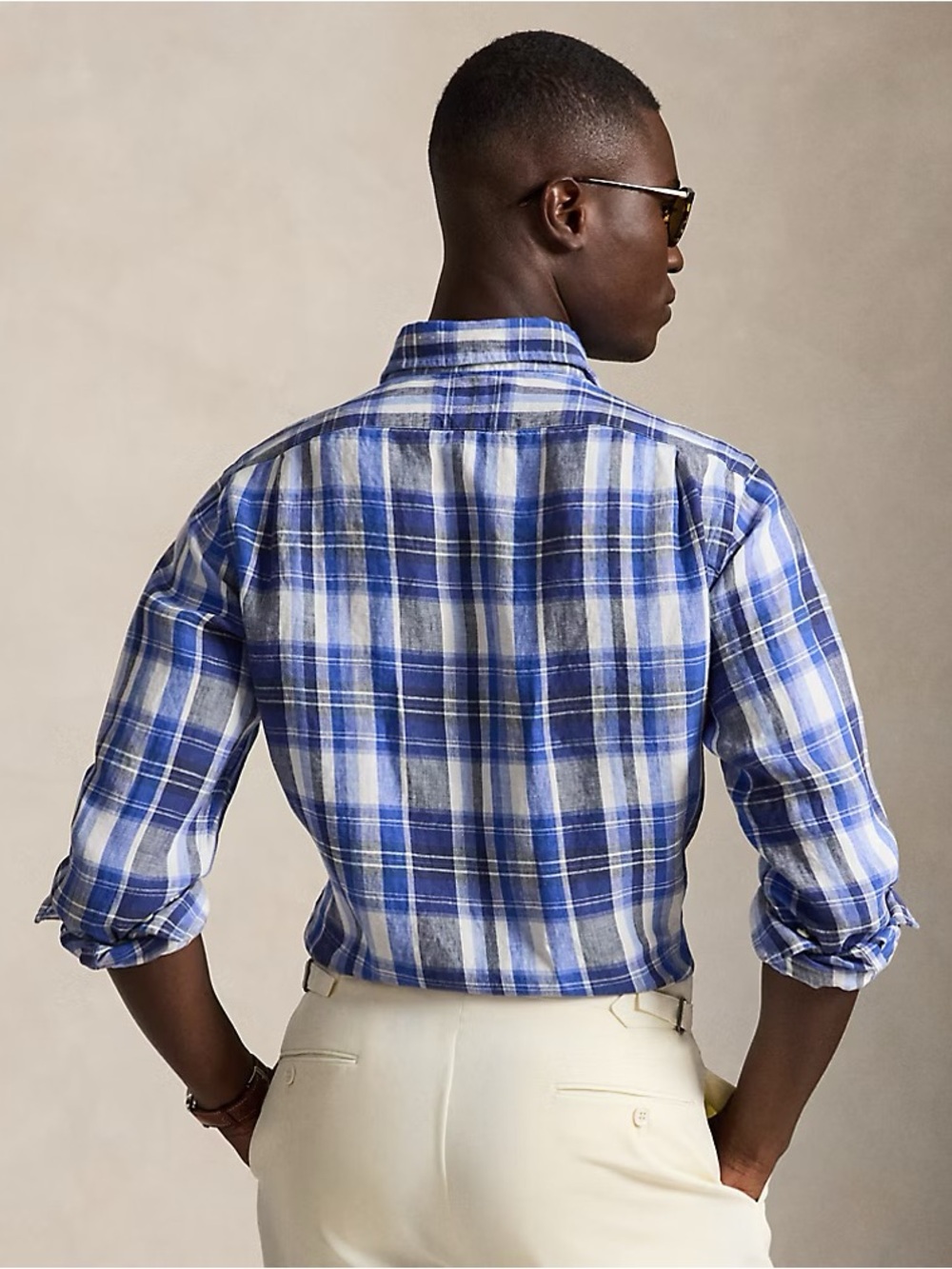 Ralph Lauren Classic Blue Plaid Long-Sleeve Shirt - Picture 4 of 5